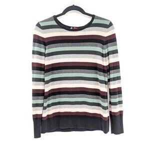 Vince Camuto Striped Multicolor Round Neck Classic Womens Cozy Sweater Size M